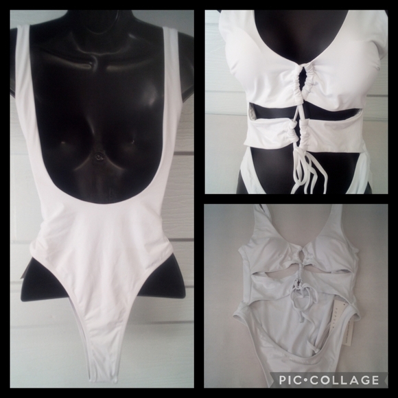 White one piece sexy swimsuit. - Picture 2 of 7